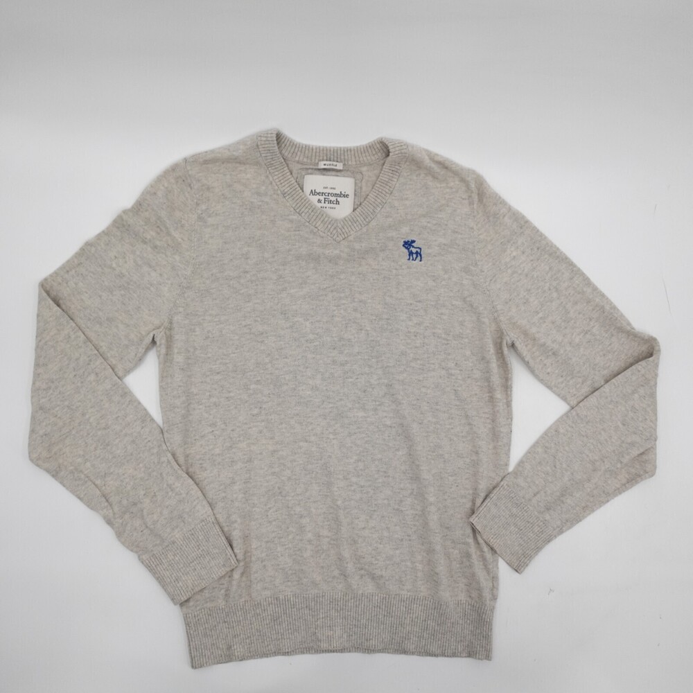 Abercrombie & Fitch Sweater Teens 2XL XXL Gray Muscle Long Sleeve Moose